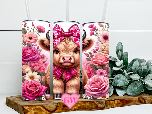 Flor Pink Cow Tumbler