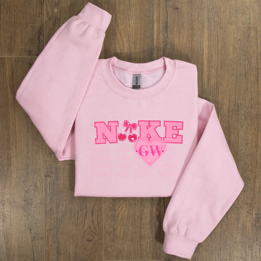 Cherry Bow Light Pink Sweatshirt XL