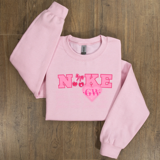 Cherry Bow Light Pink Sweatshirt XL